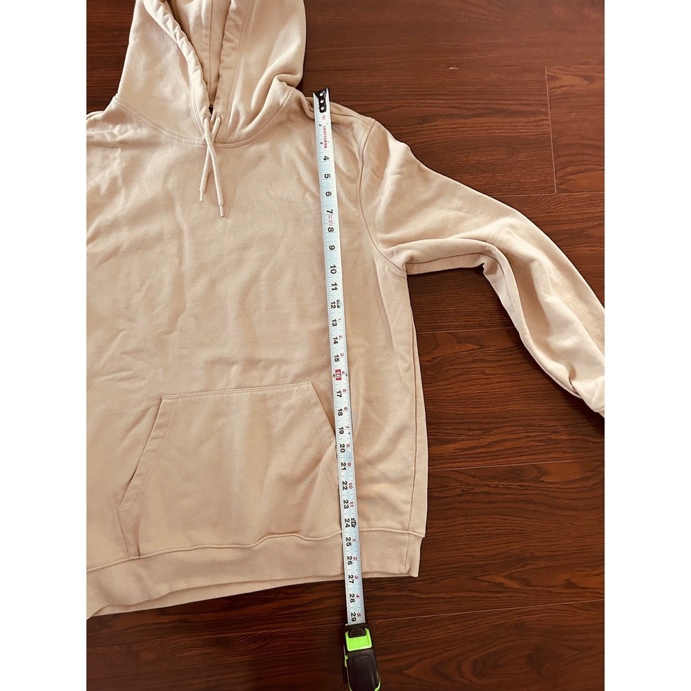 H & M Relaxed Fit Hoodie Mens M Medium Beige Tan Pullover Sweatshirt College - Picture 6 of 11